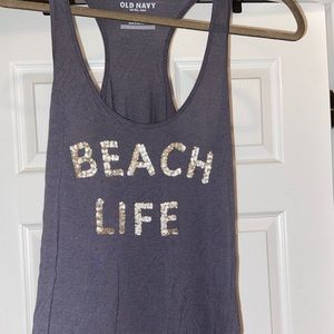 Old Navy sequin “beach life” tank top size Small